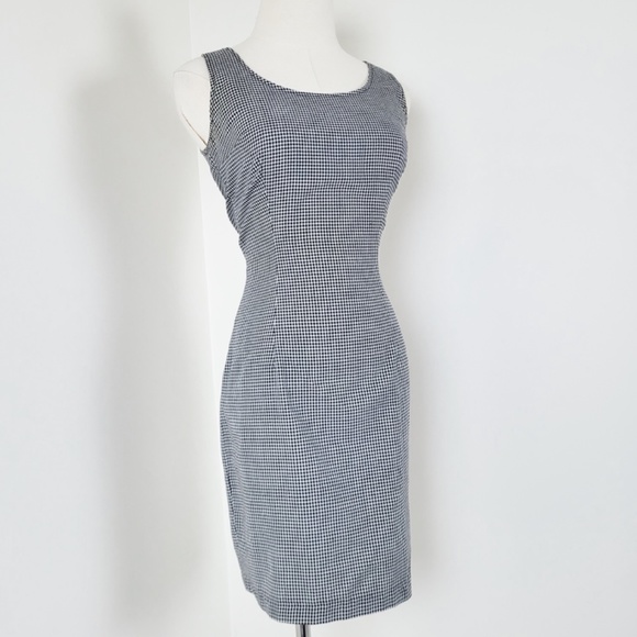 90's Gingham Mini Dress high neck sleeveless checkered plaid modest back zipper - Picture 6 of 11